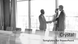  Presentation with hand shake law office - Slides enhanced with leadership 29 - businessmen shaking hands by female background and a light gray colored foreground