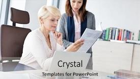  Presentation with kids reading book - Theme enhanced with leadership 29 - businesswoman with female manager reading background and a light gray colored foreground