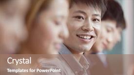  Presentation with smiling kids at summer camp - Colorful slide deck enhanced with leadership 29 - office worker smiling and looking backdrop and a coral colored foreground