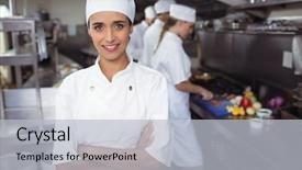  Presentation with staff - Colorful presentation theme enhanced with leadership 29 - portrait of kitchen staff standing backdrop and a light gray colored foreground