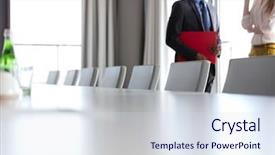  Presentation with office life - PPT theme with leadership 29 - serious mature businessman talking background and a sky blue colored foreground