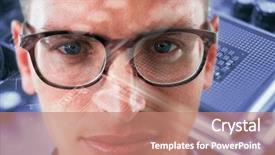  Presentation with circuit board - Cool new presentation design with leadership art science - close up portrait of man backdrop and a coral colored foreground