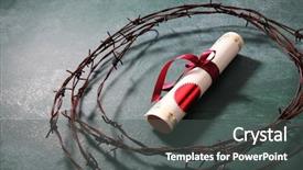  Presentation with certificate - PPT theme featuring leadership certificates - certificate with ribbon surrounded background and a dark gray colored foreground