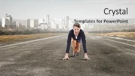  Presentation with lets get ready - Colorful presentation design enhanced with leadership challenge - she is ready to challege backdrop and a light gray colored foreground