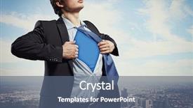  Presentation with superhero - Beautiful PPT layouts featuring leadership changement - image of young businessman showing backdrop and a ocean colored foreground