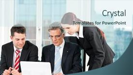  Presentation with business team join hands white - Slides featuring leadership coach - business - team meeting background and a sky blue colored foreground