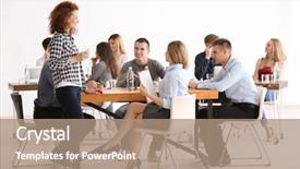  Presentation with elderly people exercise patient training - Cool new slides with leadership coach - group of people with business backdrop and a coral colored foreground