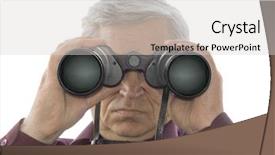  Presentation with visionary men - Beautiful slide set featuring leadership coach - men with binoculars isolated backdrop and a light gray colored foreground