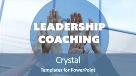  Presentation with business coaching - Presentation design featuring leadership coaching concept business people background and a ocean colored foreground