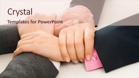  Presentation with partners - PPT theme enhanced with leadership community - image of crossed hands background and a lemonade colored foreground