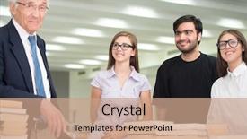  Presentation with community college - Audience pleasing slide set consisting of leadership community - senior professor giving lecture backdrop and a coral colored foreground