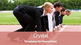  Presentation with ready - Slides featuring leadership competencies - row of business people getting background and a coral colored foreground