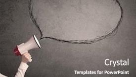  Presentation with bubble - Presentation with leadership concept - caucasian business hand holding megaphone background and a gray colored foreground