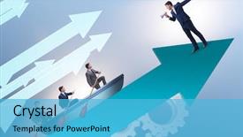  Presentation with leadership - Slide set consisting of leadership concept with various business background and a light blue colored foreground