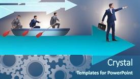  Presentation with animated business people - PPT layouts enhanced with leadership concept with various business background and a ocean colored foreground