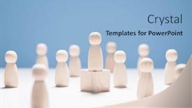  Presentation with team leadership - PPT theme with leadership-concept-wooden-business-team background and a light blue colored foreground