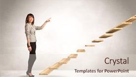  Presentation with stepping - Beautiful theme featuring leadership development - business person stepping up backdrop and a lemonade colored foreground
