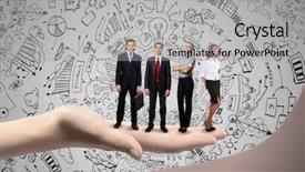  Presentation with leadership team - Audience pleasing presentation design consisting of leadership development - conceptual image of business team backdrop and a light gray colored foreground