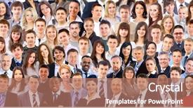  Presentation with group of people - Presentation having leadership diverse - big group people background and a coral colored foreground