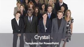  Presentation with leadership - Colorful slides enhanced with leadership diverse - full length group portrait backdrop and a dark gray colored foreground