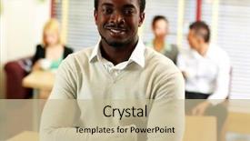  Presentation with front office - Slide deck consisting of leadership diverse - portrait of happy african businessman background and a soft green colored foreground