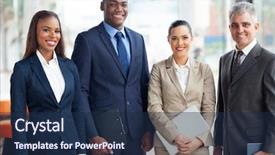  Presentation with leadership team - Amazing PPT theme having leadership diverse - portrait of multiracial business team backdrop and a navy blue colored foreground
