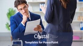  Presentation with discussion - Beautiful PPT theme featuring leadership healthcare - disabled businessman having discussion backdrop and a ocean colored foreground