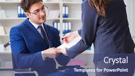  Presentation with discussion - Presentation theme with leadership healthcare - disabled businessman having discussion background and a ocean colored foreground