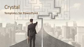  Presentation with highway road sign - PPT layouts consisting of leadership highway sign - businessman looking at road background and a lemonade colored foreground