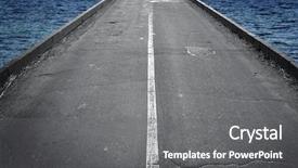  Presentation with water - Slide deck with leadership highway sign - empty damaged road over water background and a  colored foreground