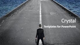  Presentation with business road map - PPT theme consisting of leadership highway sign - empty road and business man background and a  colored foreground