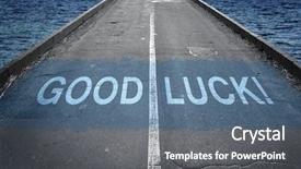  Presentation with good luck - Amazing PPT theme having leadership highway sign - good luck message on empty backdrop and a gray colored foreground