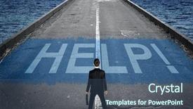  Presentation with road - PPT layouts consisting of leadership highway sign - help message on road background and a ocean colored foreground