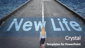  Presentation with highway road sign - Theme with leadership highway sign - new life message on road background and a gray colored foreground