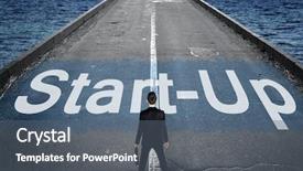  Presentation with start up business - Cool new slide deck with leadership highway sign - start-up message on road backdrop and a gray colored foreground