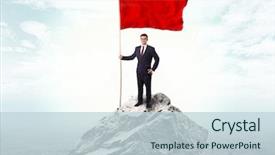  Presentation with journey - Audience pleasing PPT layouts consisting of leadership journey - handsome businessman on the top backdrop and a lemonade colored foreground