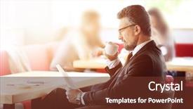  Presentation with newspaper - PPT layouts with leadership law - businessman reading newspaper in cafe background and a tawny brown colored foreground