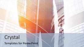  Presentation with modern building - Slides having leadership law - double exposure of man background and a light blue colored foreground