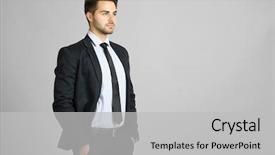  Presentation with of a gray wolf - Beautiful slide deck featuring leadership law - handsome young businessman on gray backdrop and a light gray colored foreground