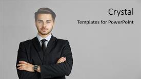  Presentation with solid gray - Audience pleasing presentation design consisting of leadership law - handsome young businessman on gray backdrop and a light gray colored foreground