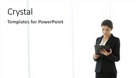  Presentation with leadership stop light - Beautiful presentation design featuring leadership legacy - successful mature businesswoman on light backdrop and a white colored foreground