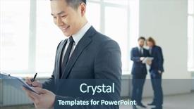  Presentation with writing - Audience pleasing slide set consisting of leadership man - young businessman with clipboard writing backdrop and a ocean colored foreground