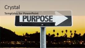  Presentation with purpose - Presentation theme featuring passion statement - purpose direction sign with sunset background and a mint green colored foreground