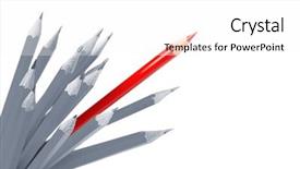  Presentation with ordinary - Presentation having be uncommon winner - unusual red pencil among ordinary background and a white colored foreground