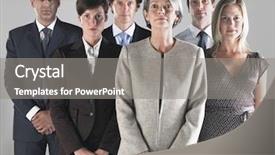  Presentation with confidence - Audience pleasing PPT theme consisting of leadership middle - group of confidence businesspeople backdrop and a gray colored foreground