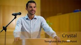  Presentation with executive - Slides having leadership participation - business executive giving a speech background and a gold colored foreground