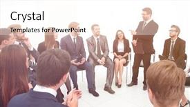  Presentation with questions - PPT theme with leadership participation - coach asks questions background and a cream colored foreground