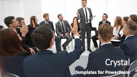  Presentation with coach - Slides consisting of leadership participation - skilled coach asks questions background and a  colored foreground