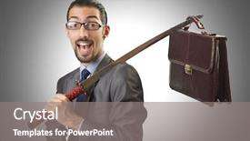  Presentation with sword - Amazing slide set having leadership portfolio - businessman with sword on white backdrop and a  colored foreground