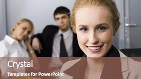  Presentation with partners - Audience pleasing presentation theme consisting of leadership portfolio - portrait of smiling businesswoman backdrop and a violet colored foreground